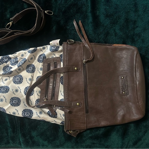 Brown Patchwork Leather Tote Bag - Picture 8 of 13